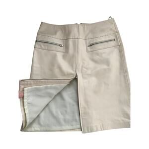 Y2K Cream Pencil Skirt Knee-Length Zip Slit Size 4 VAKKO Sport 2 Pocket